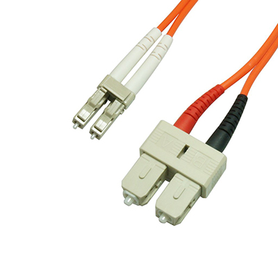 Duplex Multimode Fiber Optic Cable - LC/SC, 62.5/125, OM1, Orange